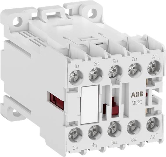 Ein elektrischer Schütz mit mehreren Anschlüssen und Beschriftungen. Das Gerät ist kompakt und wird zur Steuerung von Stromkreisen verwendet.