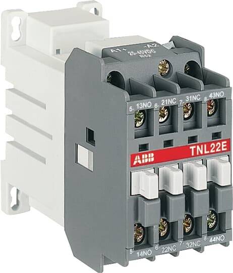 ABB Schütz TNL22E, 3-polig, 220-240V AC Spule, auf Montageplatte. Geeignet für Schaltanwendungen, in grauem Gehäuse.