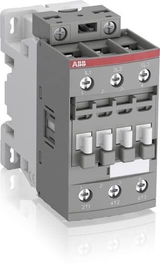 Elektrischer Schütz in grauem Gehäuse mit mehreren Anschlüssen und Schraubklemmen.