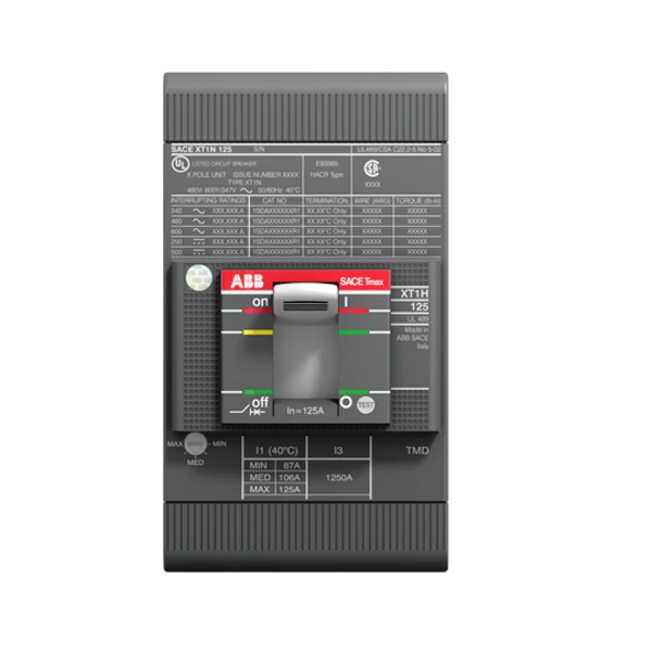 ABB XT1N 125 TMF 70-700 3p F F UL/CSA Leistungsschalter 1 St. Einstellbereich (Strom): 700A (max) Schaltspannung (max.): 240 V/AC ABB XT1N 125 TMF 70-700 3p F F UL/CSA Leistungsschalter 1 St. Einstellbereich (Strom): 700A (max) Schaltspannung (max.): 240 V/AC