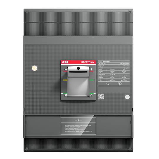 Grauer Leistungsschalter mit rotem, gelbem und grünem Indikator für die Positionen 'on', 'off' und 'reset'.