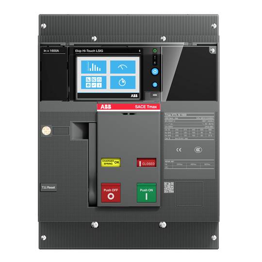 Industrieschalter mit digitalem Display und Bedienungstasten, beschriftet mit 'Push Off' und 'Push On' für Steuerung und Statusanzeige.