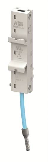 'ABB'-Schaltgerätekontakteinsatz mit blauem Anschlusskabel. Geeignet zur Integration in elektrische Schaltungen.