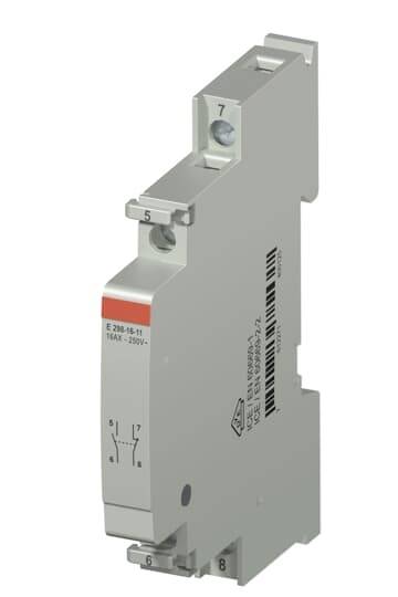 Ein grauer elektronischer Schalter mit mehreren Anschlussklemmen, beschriftet mit 'E 286-16-11 16A / 250V', für elektrische Installationen.