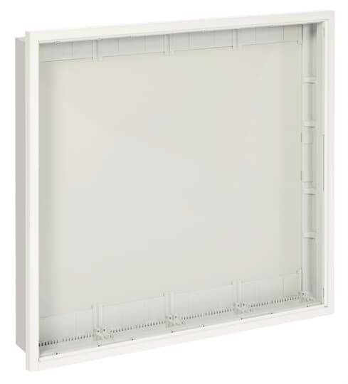 Ein weißer, offener Kunststoffrahmen, möglicherweise für den Einbau in Wände, ohne sichtbare Inhalte oder Funktionen.