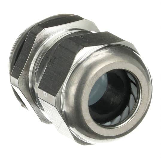 Metallkabelverschraubung mit Sechskant und glatter Oberfläche.
