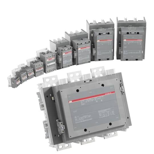 Eine Reihe von elektrischen Schützen in verschiedenen Größen, die gestaffelt dargestellt sind, betont die verschiedenen Kapazitäten und Anwendungen.
