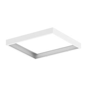 Quadratische LED-Deckenleuchte in Weiß mit modernem, flachem Design. Perfekt für eine gleichmäßige Raumbeleuchtung.