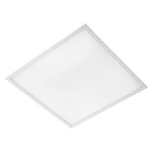 Ein quadratisches, weißes Deckenlichtpaneel, das gleichmäßig Licht abstrahlt.