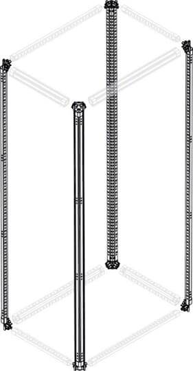 Eine geometrische Anordnung paralleler Linien in Form eines Sechsecks, bestehend aus sechs länglichen Streben, die ein 3D-Objekt andeuten.
