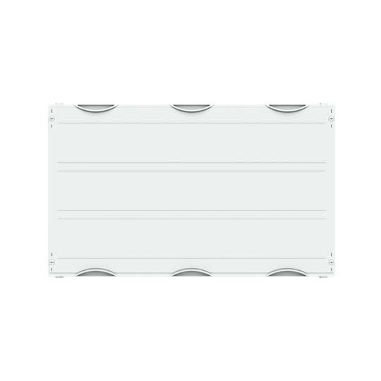 Weißer, rechteckiger, flacher Gegenstand mit abgerundeten Kanten und horizontalen Linien, möglicherweise ein elektronisches Gerät.