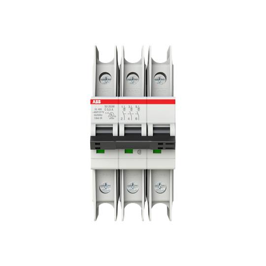 ABB Lasttrennschalter in weißem Gehäuse mit schwarzem Schalter und Beschriftung. Modell: OT100F3. 100A, 690V AC, IEC 60947-3.