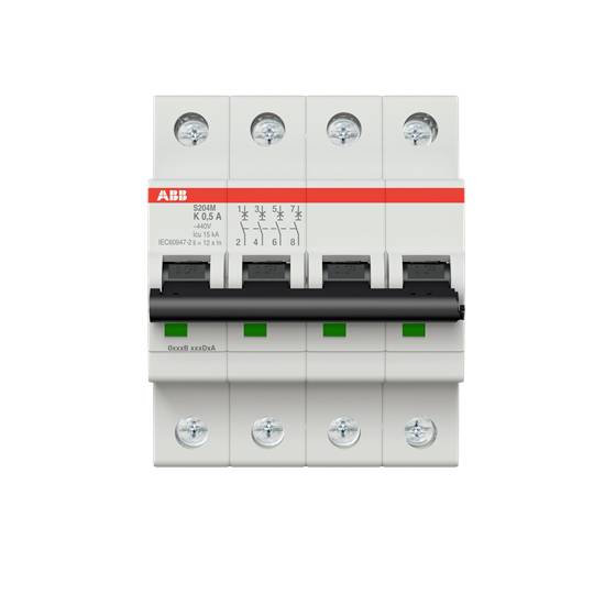 Leistungsschalter mit vier Schaltern, Markenkennzeichnung oben links. Designed zum Schutz von elektrischen Stromkreisen.