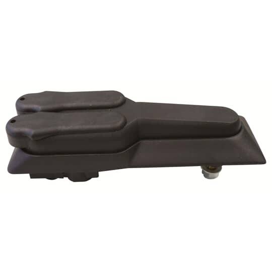 Brauner Kunststoffgriff, ergonomisch geformt, mit zwei abgerundeten Griffflächen.