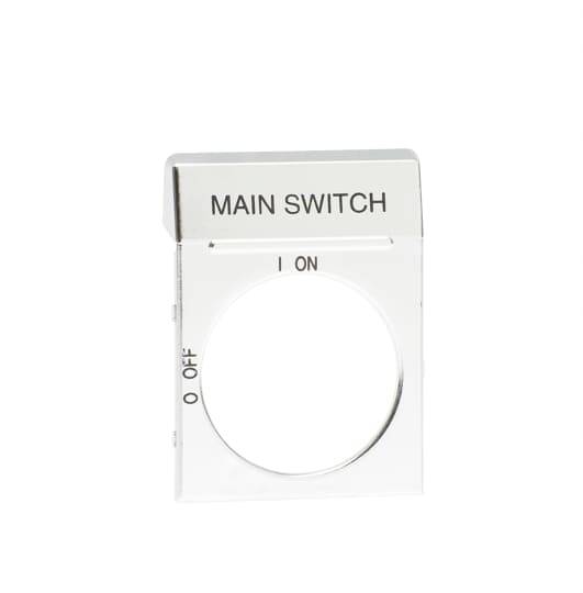 Schalterplatte mit der Aufschrift 'MAIN SWITCH', mit Positionen 'ON' und 'OFF' für die Steuerung eines Hauptschalters.