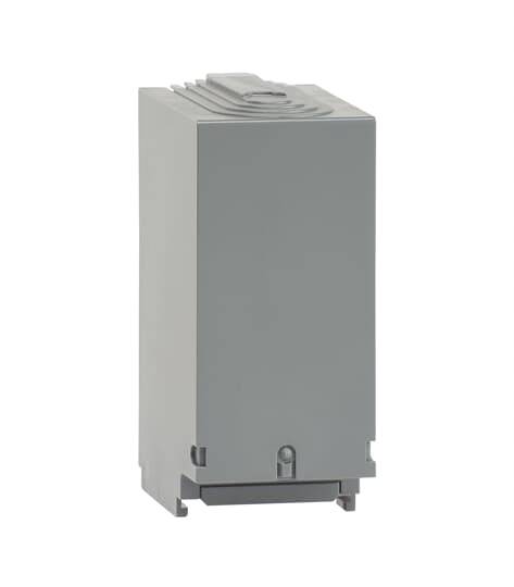 Graues rechteckiges elektronisches Gerät, vertikal ausgerichtet, mit glatter Oberfläche und oben liegenden Rillen.