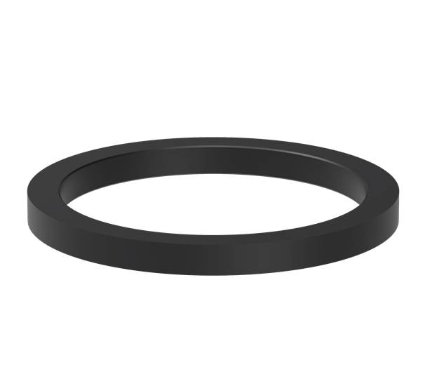 Ein schwarzer, flacher Ring bildet eine kreisförmige Form auf weißem Hintergrund.