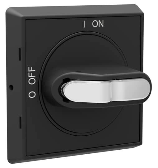 Ein rechteckiger schwarzer Schalter mit einem Hebel zeigt zwei Positionen: 'I ON' und 'O OFF'. Der Hebel steht auf 'I ON'.