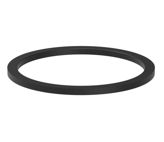 Schwarzer O-Ring aus Gummi, der auf einer weißen Oberfläche liegt.