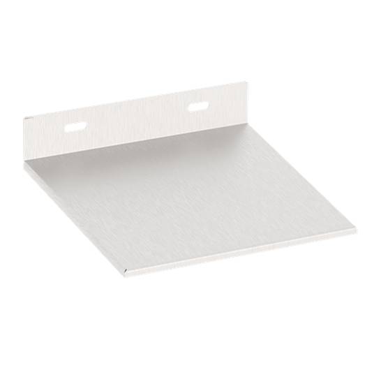 Einfaches Regaltablar aus Metall, rechteckig, mit zwei Befestigungslöchern an der Rückseite, geeignet zur Wandmontage.