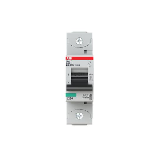 Ein einpoliger ABB-Leistungsschalter der Serie S201C für 240/415V und 25A, hauptsächlich in elektrischen Schaltkästen verwendet.