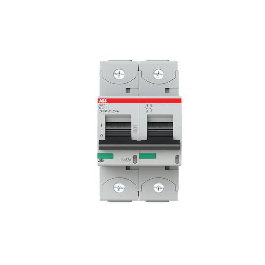 Leitungsschutzschalter ABB S201C, 1-polig, 125A, geeignet für AC 415V/125A, Bild zeigt Vorderseite des Schalters mit Herstellerlogo.