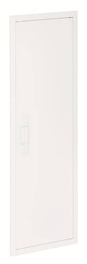 Weiße rechteckige Tür mit einfachem Design und integriertem Griff, dargestellt in geschlossenem Zustand.