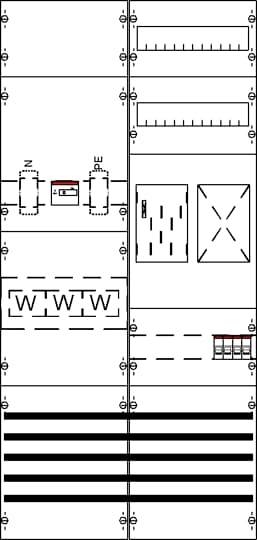 Technische Zeichnung mit verschiedenen Symbolen und Zeichen zeigt elektrische Schaltungen und Schaltpläne, mit Komponenten wie Schaltern und Widerständen.