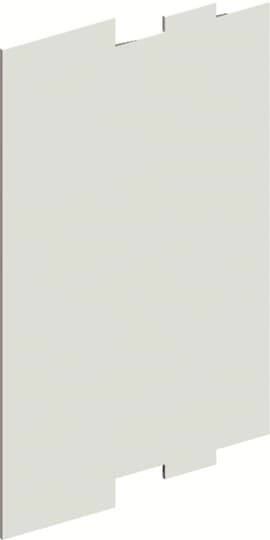 Graue, rechteckige Wandplatte mit abgesetzten Kanten und Aussparungen an der Ober- und Unterseite für Wandbefestigung.