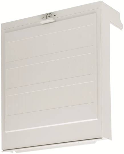 Ein weißer, geschlossenes Verteilerkasten mit einem Pluszeichen oben.