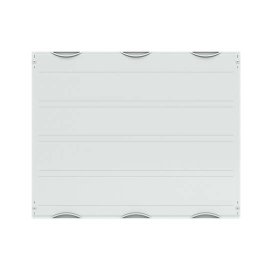 Metallplatte mit horizontalen Linien und runden Ecken, verwendet für Abdeckungen oder Verkleidungen.