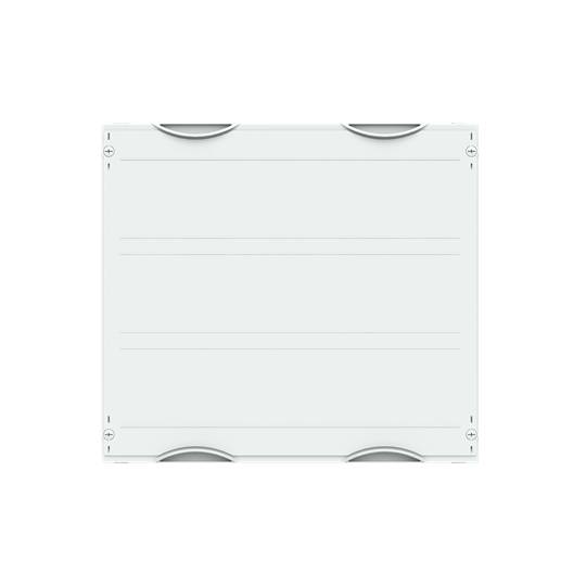 Das Bild zeigt eine weiße quadratische Oberflächenschale mit vier Halterungen an den Ecken.