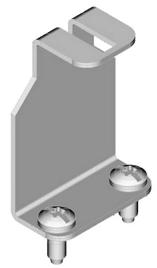 Metallhalterung mit zwei Schrauben zur Befestigung.
