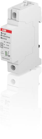 Überspannungsschutzgerät der Marke ABB, Modell OVR T2 1N 25 255s P TS. Schutzart CA, 255V, Phase-N, Phase-E, Modul montierbar.
