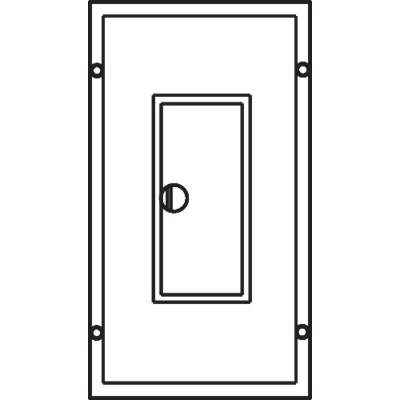 Ein stilisierter Lichtschalter in der Mitte eines rechteckigen Rahmens, dargestellt als Linie im minimalistischen Design.