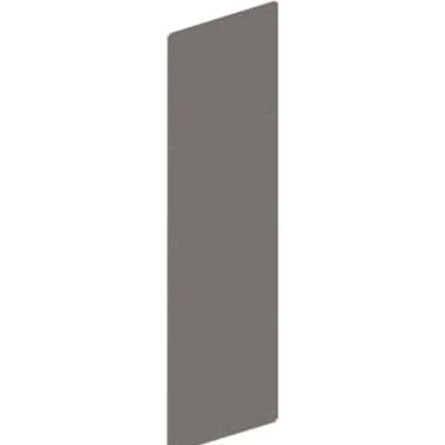 Gerade, rechteckige graue Platte aus Metall, in vertikaler Ausrichtung.