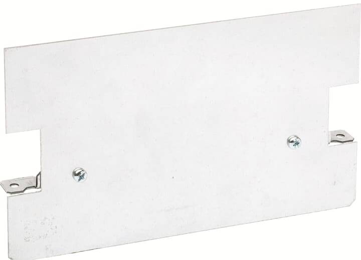 Metallplatte mit rechteckiger Form, zwei Schrauben an den Seiten.