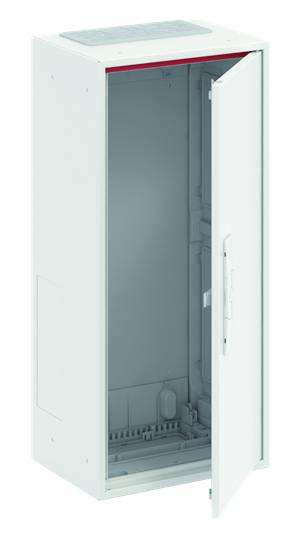 Ein leerer, weißer Standschrank mit geöffnetem Tür. Geeignet für die Montage von elektronischen Geräten oder Netzwerkkomponenten.