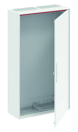 Weißer, geöffneter Schaltschrank mit sichtbarem Innenraum. Keine sichtbaren elektrischen Komponenten.