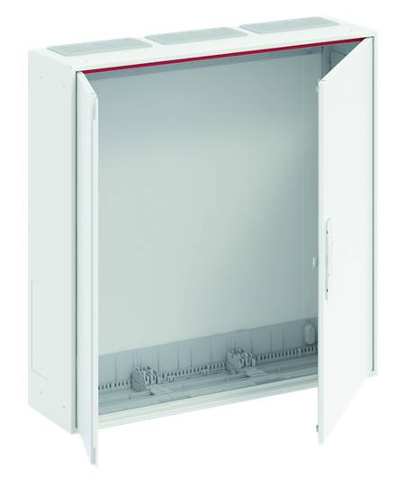 Schaltschrank mit geöffneter Tür, zeigt den Innenraum ohne installierte Komponenten.