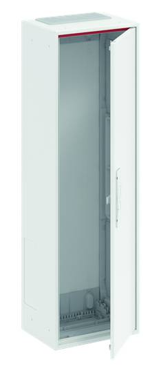 Weißer, hoher Schrank mit geöffneter Tür; leerer Innenraum sichtbar.