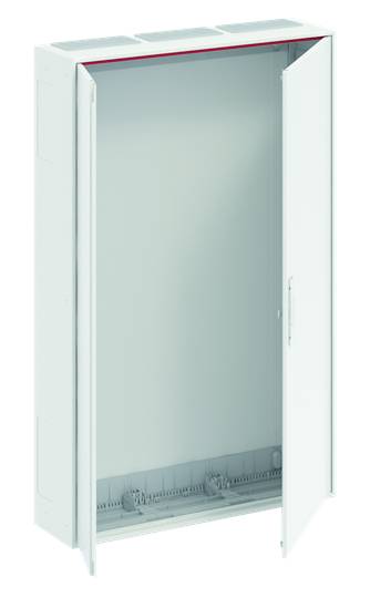 Weißer, geöffneter Elektroschrank mit seitlich geöffneten Türen, geeignet zur Installation von elektrischen Komponenten.