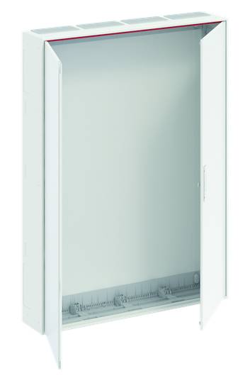 Ein offener weißer Metallschrank, freistehend, geeignet für die Installation von elektrischen Komponenten oder Rohrleitungen.