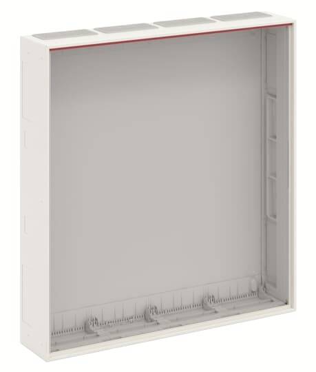 Leerer, rechteckiger Kunststoffrahmen mit mehreren Einführungen an der Oberseite. Geeignet für elektrische Installationen.