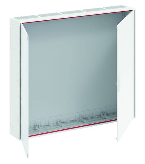 Metallschrank mit geöffneter Tür, innen leer. Ventilationsöffnungen oben, geeignet für technische Ausrüstung oder Lagerung.