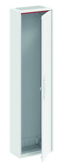 Grauer, offener Metallschrank mit einer Tür, passend zur Aufbewahrung von Gegenständen in einem Büro oder Haushalt.