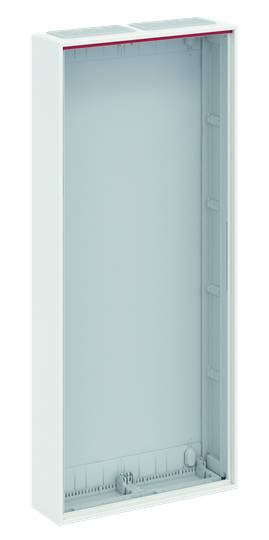 Metallischer Elektroverteilerkasten ohne sichtbare Komponenten oder Beschriftung.