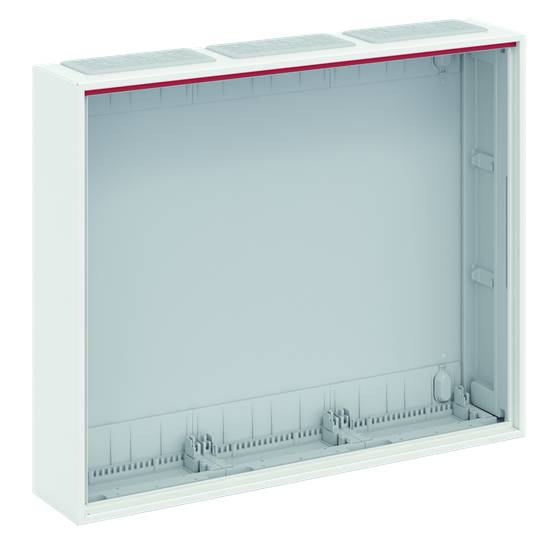 Ein leerer, rechteckiger weißer Metallkasten mit offener Vorderseite, geeignet als Verteilerkasten oder Gehäuse für technische Installationen.