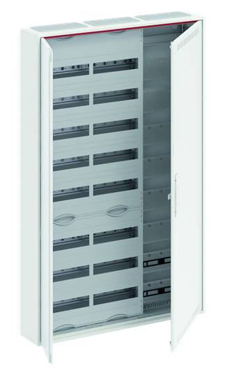 Metallschrank mit geöffneter Tür, mehrere Regale sichtbar, geeignet für Netzwerk- oder Elektroinstallationen.