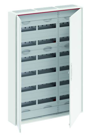 Ein offener Schaltschränkeinsatz zeigt mehrere leere Einschubfächer. Die Türen sind geöffnet, um den Innenraum sichtbar zu machen.